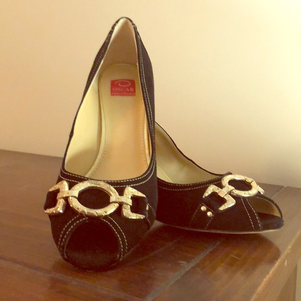 Oscar de la Renta kitten heels black